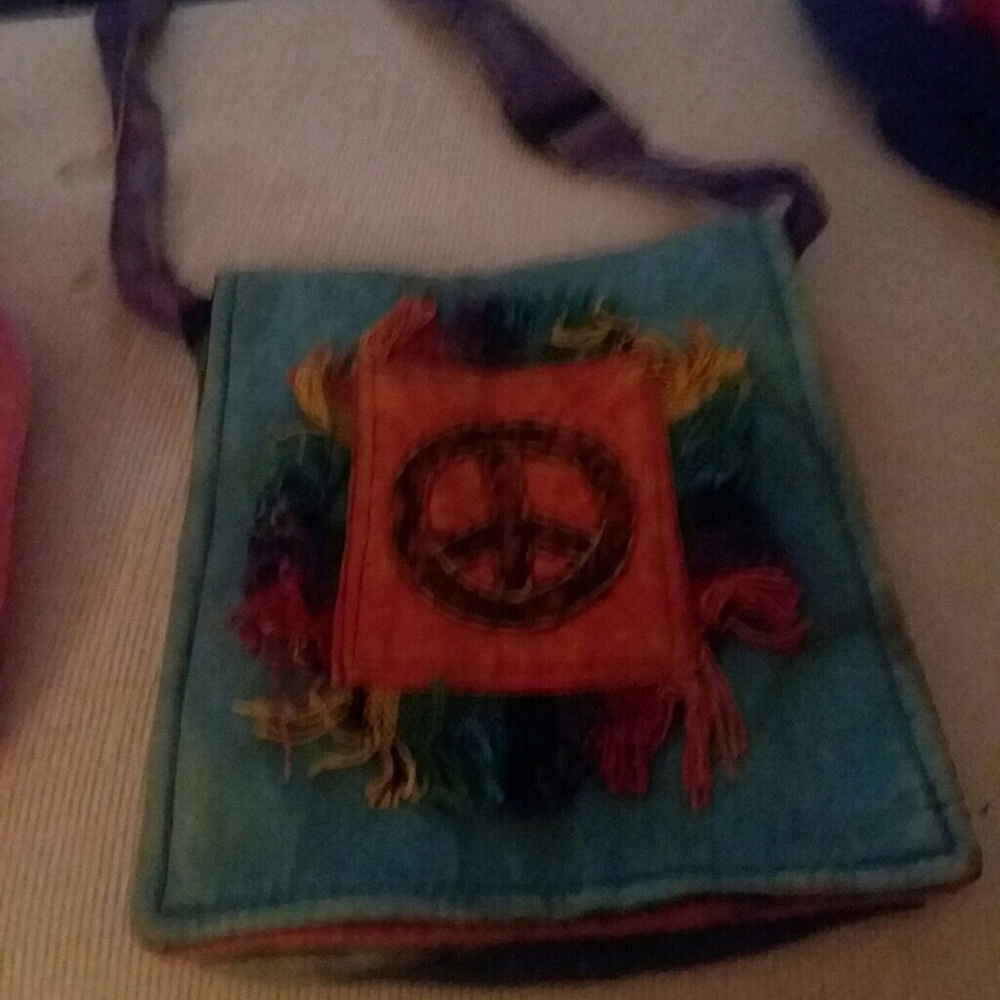Peace sign cross body medium size purse